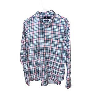Vineyard Vines Men's Slim Fit Tucker Shirt Plaid Pink Blue sz Medium